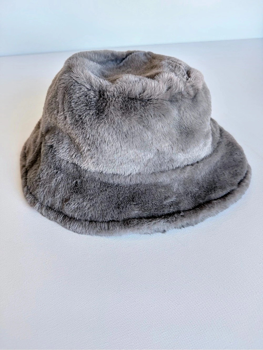 Sprigs Gray Faux Fur Sherpa Lined Bucket Hat One Size